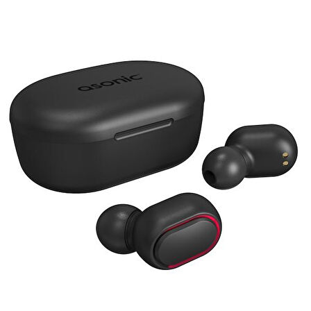 Asonic AS-TWS7S Siyah Mobil Telefon Uyumlu Bluetooth TWS AirPods Mikrofonlu Kulaklık