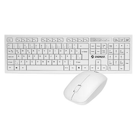 Everest KM-6121 Beyaz Kablosuz Q Slim Klavye + Mouse Set