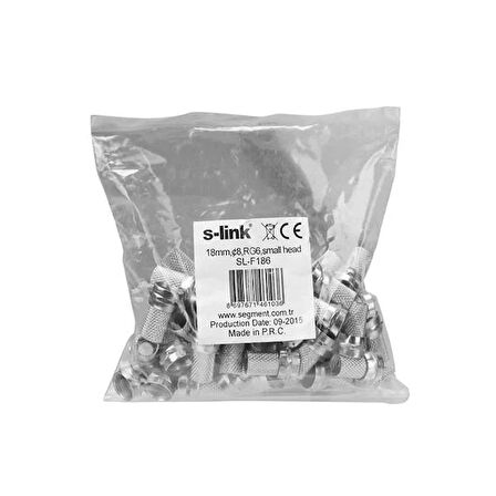 S-link SL-F186 18mmx8 RG6 50 Li Paket Erkek Connector