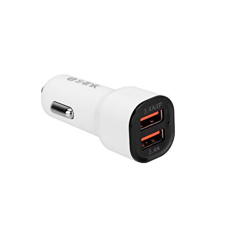 S-link SL-EC30M Micro USB Kablolu 3.4A 2 USB Beyaz Araç Şarj Cihazı