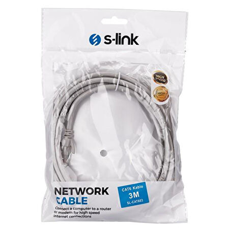 S-link SL-CAT603 3m CAT6 Gri Patch Kablo