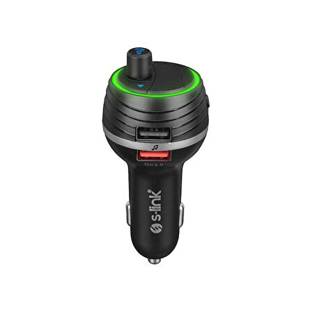 S-link SL-BT403 Rainbow Bluetooth V5.0 Led Ekran Tf Kart 64G(Max) Çift USB QC3.0+5V/2.4A Hızlı Şarjlı Fm Transmitter