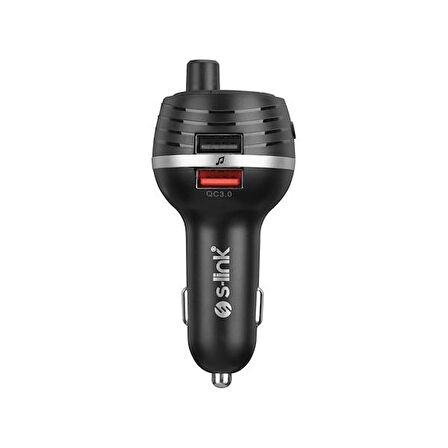 S-link SL-BT403 Rainbow Bluetooth V5.0 Led Ekran Tf Kart 64G(Max) Çift USB QC3.0+5V/2.4A Hızlı Şarjlı Fm Transmitter