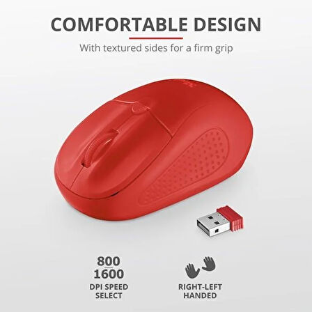 Trust Primo 20787 Usb 1600 Dpı Kırmızı Kablosuz Mouse