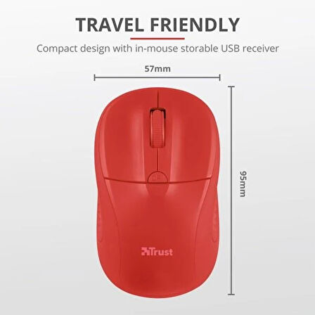 Trust Primo 20787 Usb 1600 Dpı Kırmızı Kablosuz Mouse