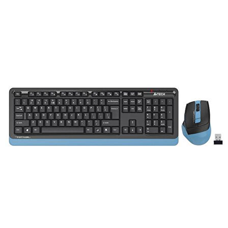 A4 TECH FG1035 Kablosuz Q Trk Optic Mouse Siyah/Mavi Multimedya Klavye - Mouse Set