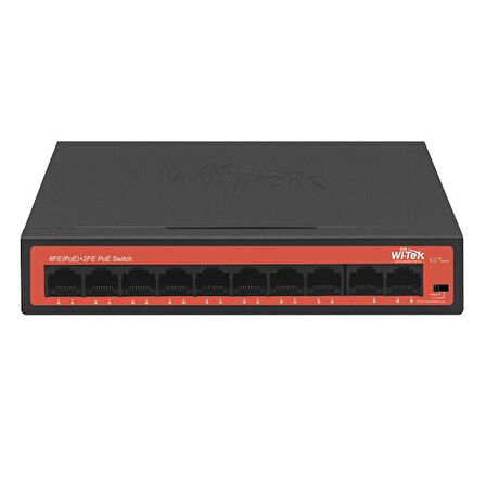 WI-TEK 8port 65w FULL PoE WI-PS210H 10/100 Yönetilemez Switch Watchdog Özellikli