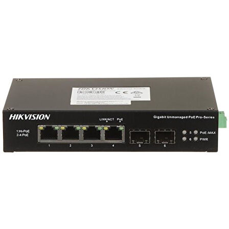 HIKVISION 4port DS-3T0506HP-E/HS GIGABIT 2-SFP 60W POE YÖENTİLEMEZ ENDÜSTRİYEL SWITCH