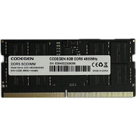 CODEGEN 8GB DDR5 4800MHZ NOTEBOOK RAM VALUE CDG-NBD538400/8G