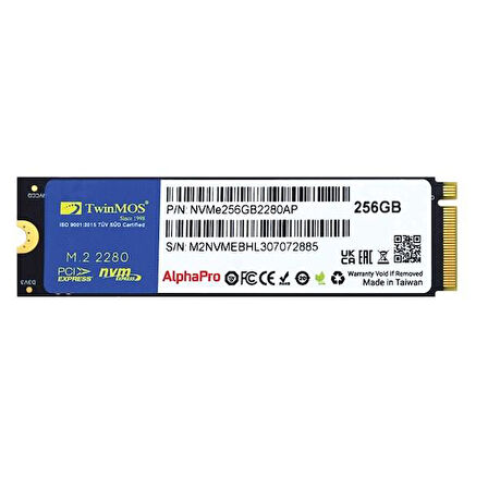 TWINMOS 256GB NVMe256GB2280AP 3600- 3250MB/s M2 NVMe Gen3 Disk