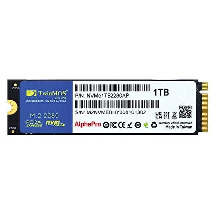 TWINMOS 1TB NVMe1TB2280AP 3600- 3250MB/s M2 PCIe NVMe Gen3 Disk