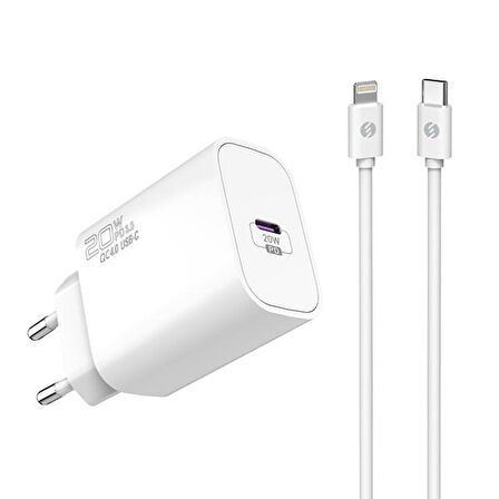 S-link SL-EC62PD PD lightning Kablolu 20W PD3.0/Quick Charge QC4.0 Hızlı Ev Şarj Adaptörü