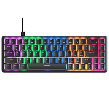 Rampage REBEL Siyah Low Profile RED SWITCH US Layout Rainbow Mekanik Gaming Oyuncu Klavye