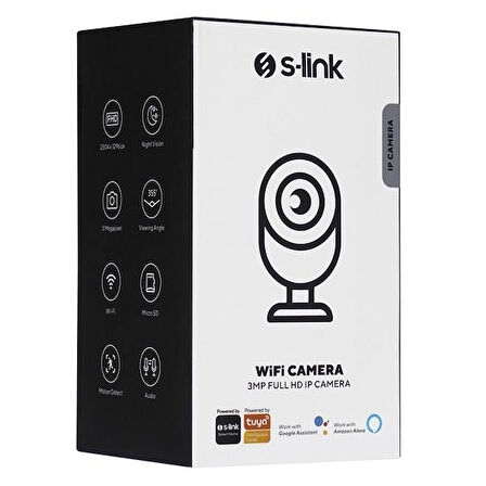 S-link SL-IND01 3.0 MP IP Smart HD Lens 3.6mm Dual Band Wifi Network TF Card Güvenlik Kamerası Tuya