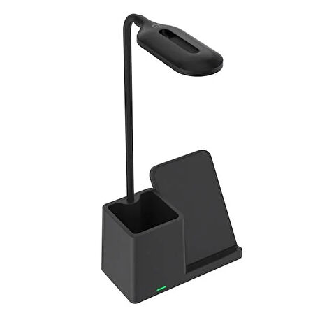 S-LINK SL-M9054 Siyah TypeC 15W Kablosuz Şarj Cihazı Kalemlikli Masa Lambası