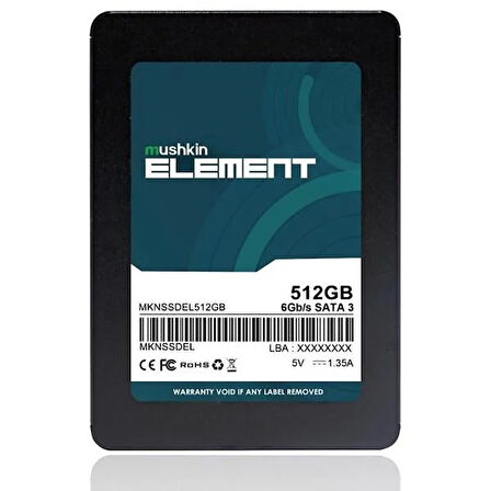 MUSHKIN 500GB ELEMENT MKNSSDEL512GB 500- 450MB/s SSD SATA-3 Disk