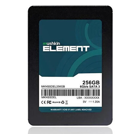 MUSHKIN 256GB ELEMENT MKNSSDEL256GB 500- 420MB/s SSD SATA-3 Disk