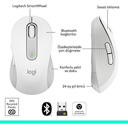 LOGITECH SIGNATURE M650 910-006238 KABLOSUZ MOUSE BEYAZ