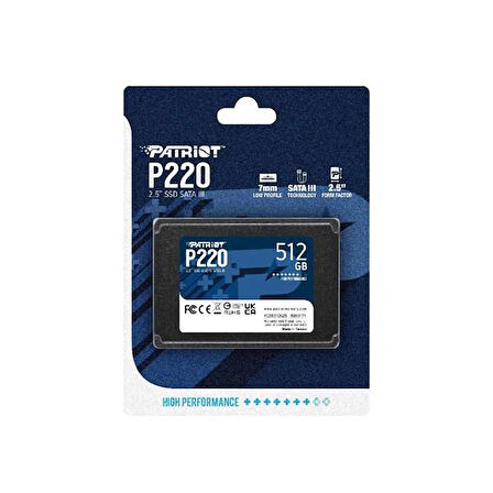 PATRIOT 512GB P220 P220S512G25 550-500MB/s SATA-3 SSD DİSK