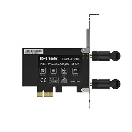 D-LINK DWA-X586E AX5400 Bluetooth 5.2 PCIe Kablosuz Adaptör