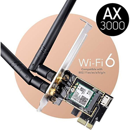 CUDY WE3000 AX5400 Wi-Fi 6E Bluetooth 5.3 PCI-E Kablosuz Ağ Adaptörü