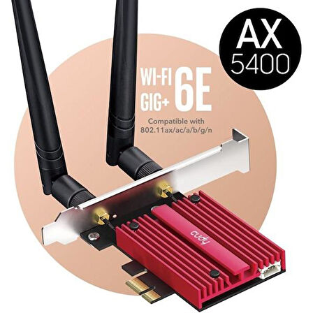 CUDY WE3000S AX5400 Wi-Fi 6E Bluetooth 5.3 PCI-E Kablosuz Ağ Adaptörü