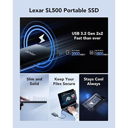 LEXAR 2TB SL500 LSL500X002T-RNBNU USB 3.2 SSD HARİCİ DİSK