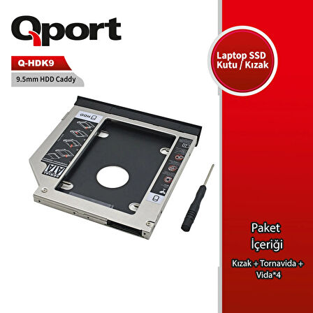 QPORT Q-HDK9 2.5" HDD/SSD UYUMLU CEVIRICI 9.5" OPTIK SATA KIZAK