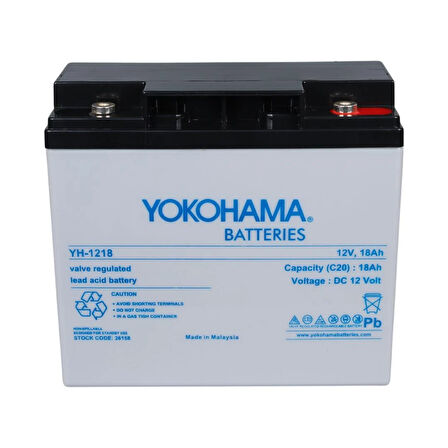 YOKOHAMA YH-1218 12 VOLT - 18 AMPER KURU AKÜ (181 X 76 X 167 MM)