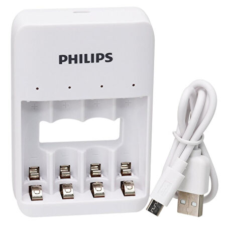 PHILIPS SCB4013NB/00 4LÜ 2 ADET X AAA 700 MAH + 2 ADET X AA 1300 MAH PİLLER DAHİL - PİL ŞARJ CİHAZI