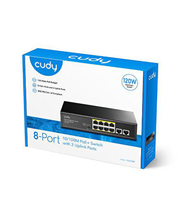 CUDY 8Port 10/100M PoE+ 2Up 80W Switch