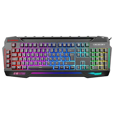 Rampage KB-R63 STAGE Siyah 4 Makro Fonksiyon Sese Duyarlı Işıklı Rainbow Q USB  Ses Mik Çıkışlı Oyuncu Klavyesi