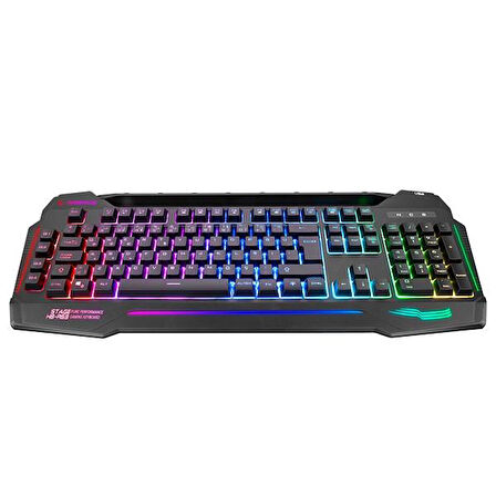 Rampage KB-R63 STAGE Siyah 4 Makro Fonksiyon Sese Duyarlı Işıklı Rainbow Q USB  Ses Mik Çıkışlı Oyuncu Klavyesi
