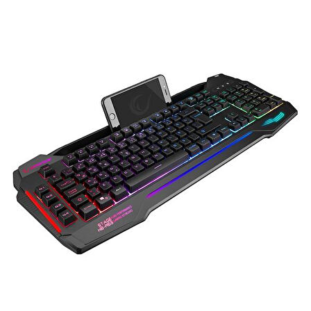 Rampage KB-R63 STAGE Siyah 4 Makro Fonksiyon Sese Duyarlı Işıklı Rainbow Q USB  Ses Mik Çıkışlı Oyuncu Klavyesi