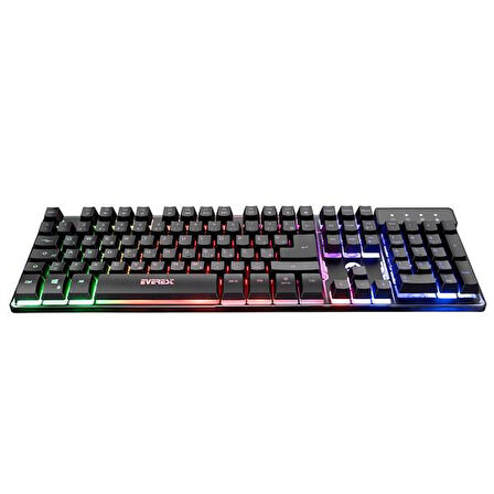 EVEREST KB-GX9 Siyah USB Gökkuşağı Renkli Aydınlatmalı LC Layout Standart Gaming Klavye