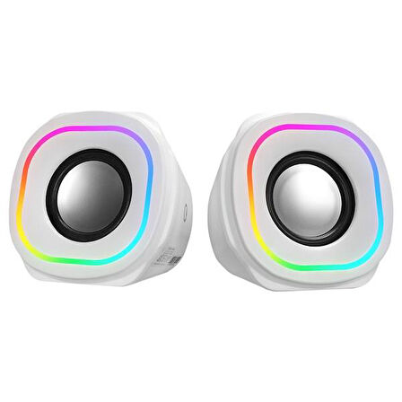 MIKADO MD-180 2.0 3W*2 Beyaz RGB Aydınlatmalı USB + 3.5mm USB 5V Speaker Hoparlör