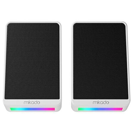 MIKADO MD-178 2.0 3W*2 Beyaz RGB Aydınlatmalı USB + 3.5mm USB 5V Speaker Hoparlör