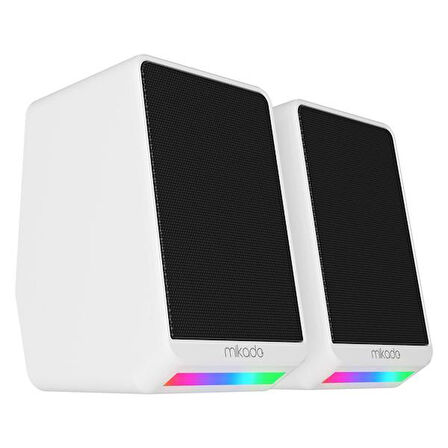 MIKADO MD-178 2.0 3W*2 Beyaz RGB Aydınlatmalı USB + 3.5mm USB 5V Speaker Hoparlör