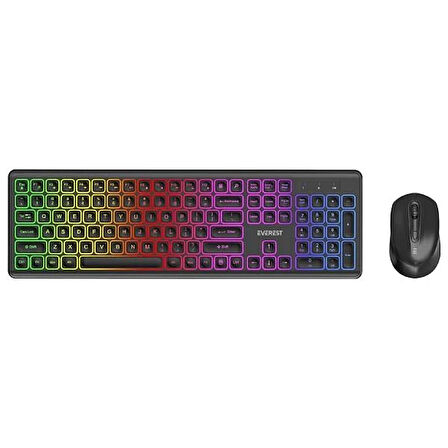 Everest KM-319BT Siyah 2.4G+BT1+BT2 Çoklu Cihaz Bağlantılı Q Set Kablosuz Klavye + Mouse