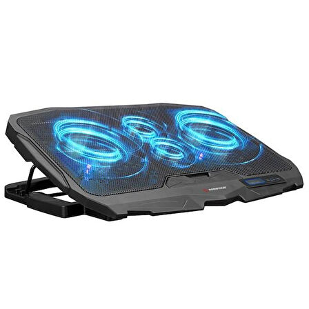 ADDISON RAMPAGE 17" AD-RC4 Mavi Ledli 2*125mm+2*70mm Işıklı Fan Notebook Soğutucu Stand