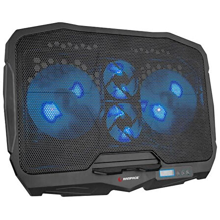 ADDISON RAMPAGE 17" AD-RC4 Mavi Ledli 2*125mm+2*70mm Işıklı Fan Notebook Soğutucu Stand