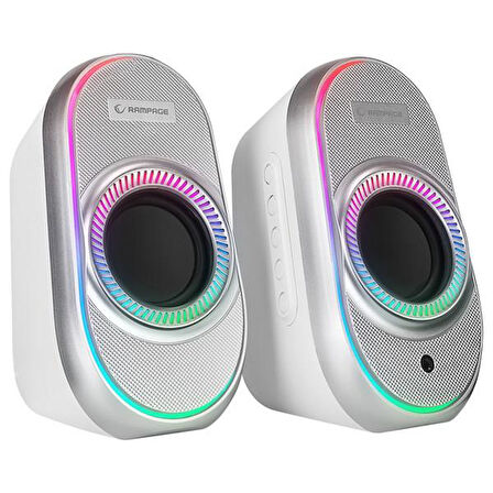 Rampage RMS-X3 2.0 6W Bluetooth Beyaz Multimedia RGB Işıklı Gaming USB Speaker