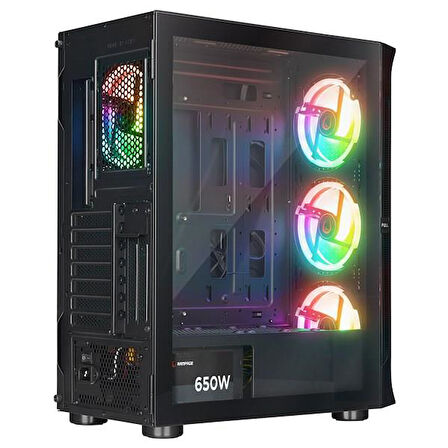 RAMPAGE 650W 80+ PROLIX MESH 4-RGB FANLI GAMING MID-TOWER PC KASASI