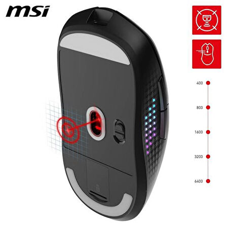 MSI GG VERSA 300 ELITE 26000dpi Kablosuz Bluetooth 5.3 Usb 2.0 Kablosuz Mouse
