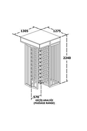 T2500K Single 4 Kollu ECO Boy Turnike Tamamı Paslanmaz (245 Kg) 