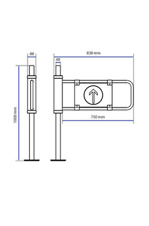 T80 Yaprak Tek Yöne Geçiş Turnikesi
