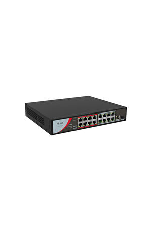 HILOOK NS-0318P-130(B), 16 Port, Megabit, PoE 130W, 1 Port GigaBit Lan, 1 Port GigaBit SFP, Long Range 250Metre, Yönetilemez, Masaüstü Switch