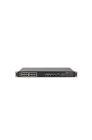 DAHUA PFS4218-16ET-240-V2, 16 Port, MegaBit, PoE 240W, 2 Port GigaBit Uplink, 2 Port GigaBit Combo SFP, Yönetilebilir, Rack Mount Switch