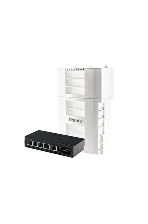 Tiandy Waterproof ( Dış Ortam ) 4 Kanal PoE Uzatma Anahtarı   4GE(PoE)+1GE(UP-LINK)