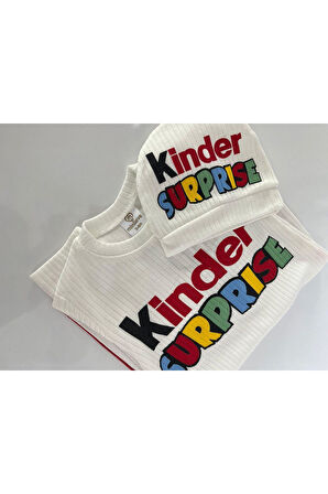 Sevimli Kinder Süpriz Unisex Bebek Şapka & Tulum Set